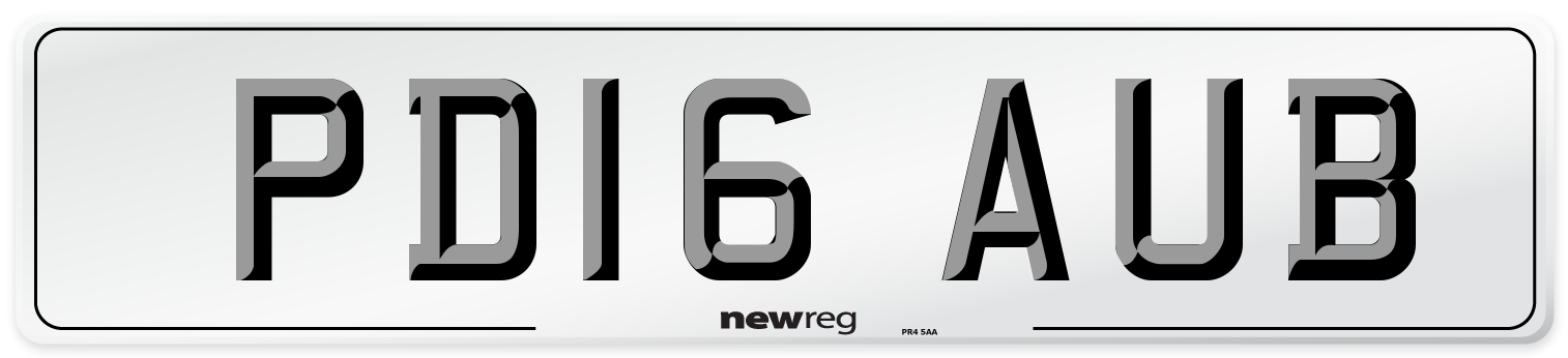PD16 AUB Number Plate from New Reg